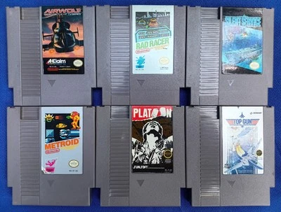 Lote de 6 juegos Nintendo Entertainment System NES ~ Metroid, Top Gun, Rad Racer, Pelotoon++ Foto 1 de 3