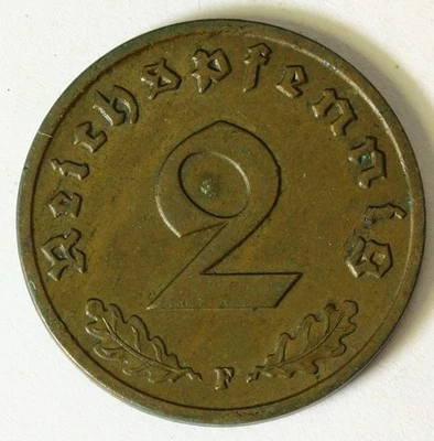 GERMANY (Third Reich) 2 Reichspfennig 1936 F - Bronze - aUNC - 3990 - Image 1 of 2