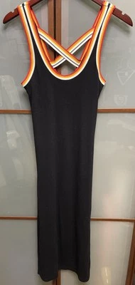 Vestido Camiseta sin mangas DKNY Jeans Vintage Años 90 Y2K Negro Acanalado Tejido Tirantes Talla M Foto 1 de 4