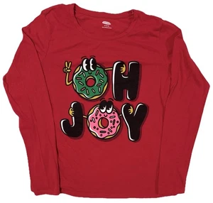 Old Navy Girls Christmas Shirt Oh Joy Donut Red Graphic Tee Top Red Size XL 14 - Picture 1 of 11