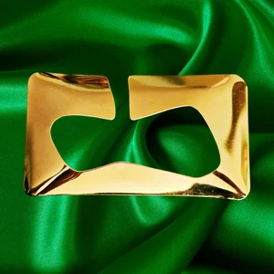 Broche Modernista Abstracto Tono Dorado Escultural Diseño Geométrico Retro Años 70-80 De Colección - Imagen 1 de 7