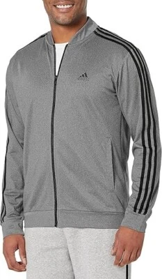 Jaqueta Adidas masculina tricot três listras zíper completo tamanho grande alta LT cinza US$ 60 nova com etiquetas - Imagem 1 de 4