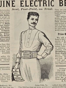 1887 Dr Scott's Original Electric Belts & Corsets, 17.000 Worn in NYC Print Ad  - Bild 1 von 3