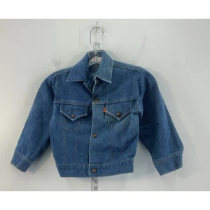 Vintage Orange Tab 70105-0815 Levi's Blue Biker Jacket Cotton Size 7 Unisex Kids - Picture 1 of 5