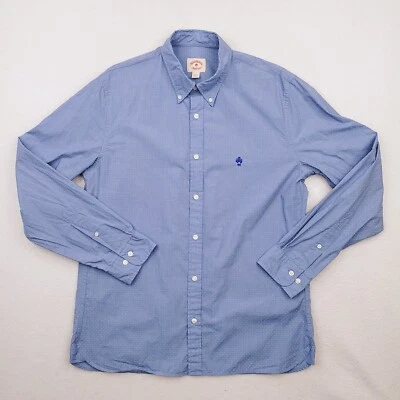Brooks Brothers Shirt Mens Large Blue White Spotted Polka Dot Round  Red Fleece - Image 1 of 4