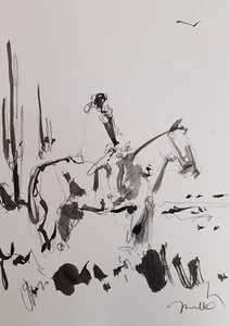 JOSE TRUJILLO Contemporary ABSTRACT EXPRESSIONIST INK WASH 18X24 Western Art - Picture 1 of 7