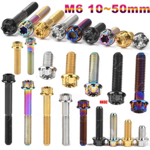 M6 Titanium Bolts 10~50mm Flange Inner Outer Plum Ti Head Screws Motorbike Refit - Picture 1 of 17