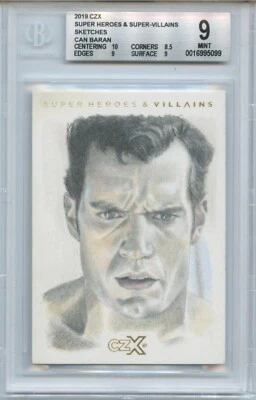 2019 CZX Super Heroes & Villains Can Baran Sketch Superman Henry Cavill BGS 9 - Image 1 of 2