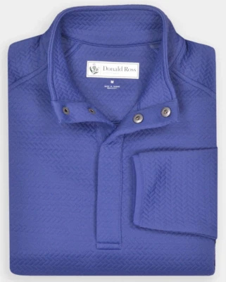 NOVO Donald Ross Pulôver Lanark MÉDIO Malha Texturizada Jacquard AZUL MARINHO - Imagem 1 de 2