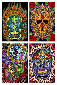"4 Day of the Dead" Tattoo Flash,11x17 New for 2018 - Picture 1 of 5