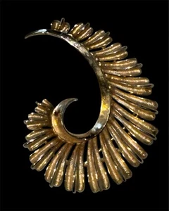 CORO VIntage Feather Brooch - Gold-Tone  Textured PIN - Picture 1 of 16