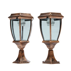2-Pack Solar LED Post Light Lamp Yard Driveway Fence Outdoor Pillar Lights Lamps - Picture 1 of 20