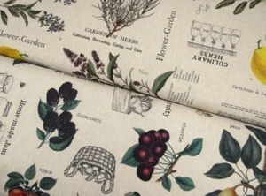 0,5 m Dekostoff Digitaldruck  Baumwolle Gartenkräuter Obst  Stoff Meterware B - Bild 1 von 9