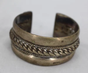 Vintage Cuff Bracelet Sterling Silver MCM Midcentury Middle East Turkey 1940s - Picture 1 of 10