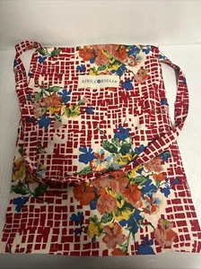 April Cornell Floral große Einkaufstasche blau rot Blumen Sack Tasche - Bild 1 von 10