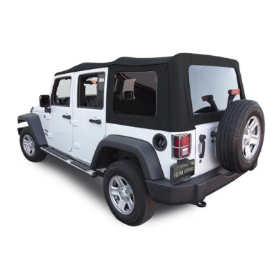 Мягкий верх Jeep Wrangler для 2010-2017 4DR JK, тонированные окна, черная саржа - Изображение 1 из 4