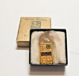 Pin Vintage Programa Eléctrico 4-H Esmalte Tono Dorado En Caja Original - Imagen 1 de 5