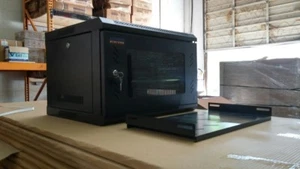 NETWORK RACK-9U, WALL MOUNT, WITH FAN & INSIDE TRAY ( COMPLETE KIT) - Picture 1 of 5