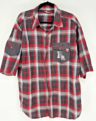 Camisa Red Ape Hombres 3XL XXXL Roja Negra A Cuadros Manga Corta Bolsillos Abotonados Informal Foto 1 de 4