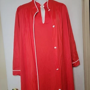 Vintage JC Penney Night Gown Robe 2 Piece Set Women's Medium 70's Red - Picture 1 of 17