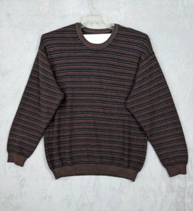 Cutter & Buck Mens Sweater Size XL Tall ~ Black Red Stripes 100% Merino Wool - Picture 1 of 5