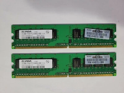 1GB (2X512MB) Elpida EBE51UD8AJWA-8G-E PC2-6400U DDR2 Non-ECC Desktop Memory RAM - Image 1 of 2