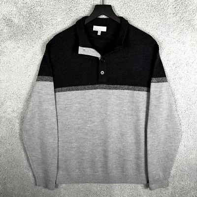 Suéter Neiman Marcus Henley Para Hombre XXL 100% Lana Merino Gris 2XL Foto 1 de 4