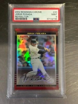 2002 Bowman Chrome Refractor #20 Jorge Posada 052/500 PSA Mint 9 - Изображение 1 из 2