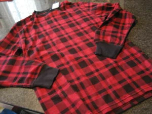 NWT - Mens RALPH LAUREN Red Black Plaid Cotton Thermal Knit Shirt (LARGE) - Picture 1 of 2