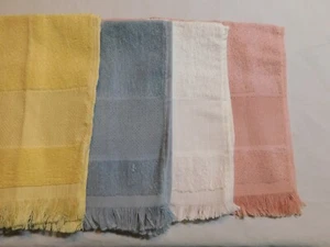 LOT 4 VTG CROSS STITCH FINGERTIP TOWEL BLANK TERRY CLOTH BLUE YELLOW PINK NOS - Picture 1 of 4
