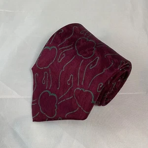 Giorgio Armani Cravatte 100% Silk Necktie Italy Maroon Green Abstract ~ 3.5" - Picture 1 of 6