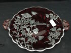 Dish Glass Red And Silver 50's Anniversary Plate