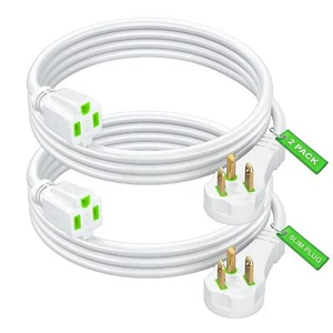 Flat Plug Extension Cord 2 ft with Slim Space-Saving Plug Design Low Profile ... - Picture 1 of 7