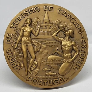 ART/ Nude Male Mermaid Merman/ Cascais Estoril Tourism 1939-1969 Bronze Medal - Picture 1 of 9