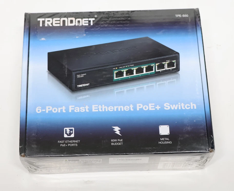 TRENDnet TPE-S50 6-Port Fast Ethernet PoE+ Switch New In Box - Image 1 of 2