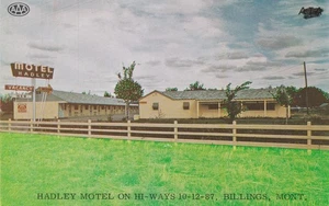 Hadley  Motel on Highway 10 - 12 - 87 Billings Montana AAA Postcard 1961 - Picture 1 of 2