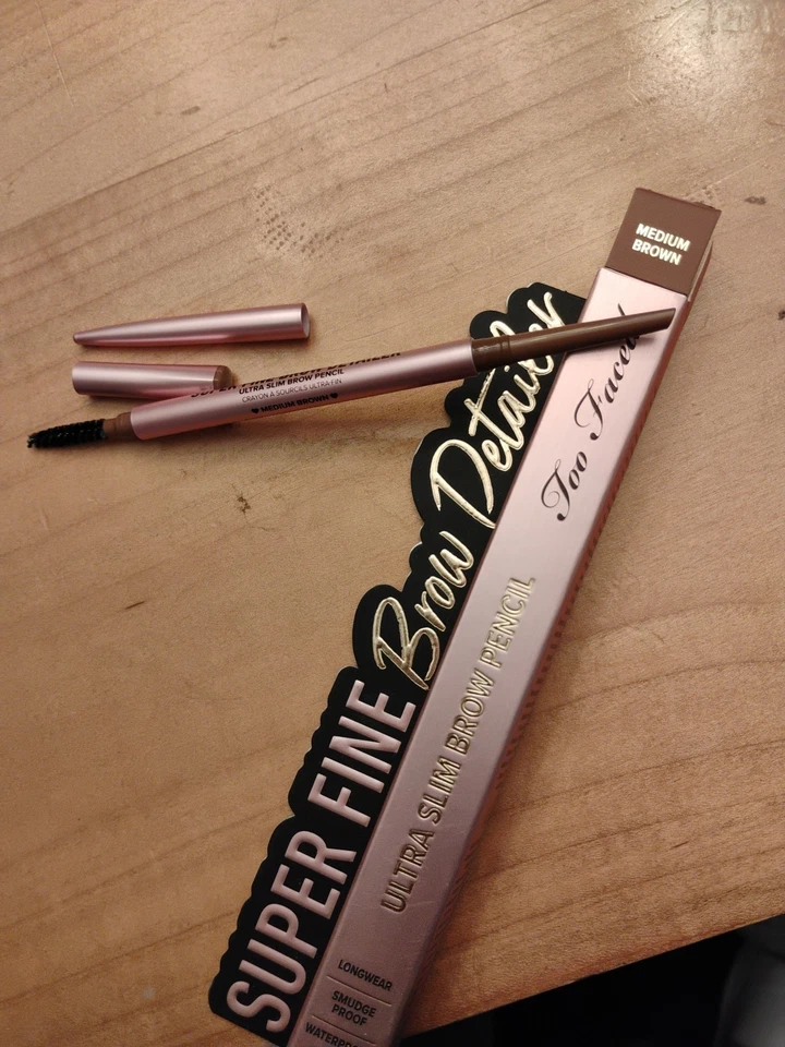 Too Faced Super Fine Brow Detailer Pencil Smudge Proof WP Medium Brown 0.08g NIB - Image 1 of 4