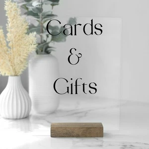 Acrylic Sign with Wood Base, Brown Wood Finish, 4 Pack Acrylic Sheets for Wed... - Picture 1 of 6