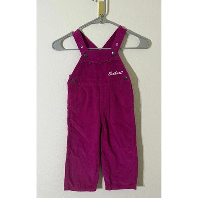Carhartt Kids Pink Cotton Corduroy Overalls Toddler Adjustable Straps 2T - Image 1 of 4