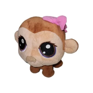Littlest Pet Shop Monkey Plush Stuffed Animal Hasbro 2005 Pink Bow Cute Toy Gift - Picture 1 of 6