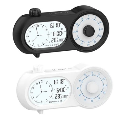 Double Screen LCD Alarm Clock Mechanical Timer Date Temperature Display Clock - Image 1 of 4