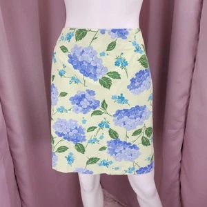 Talbots Petite Women's Floral Cotton Knee Length Lined Pencil Skirt 14P - Picture 1 of 7