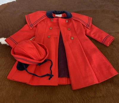 Chapéu Casaco de Lã Vermelho Vintage 1960 Rothschild Estilo Marinheiro Menina Tamanho 5 MOD - Imagem 1 de 4