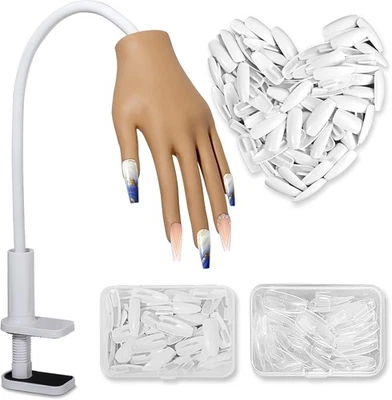 YOKILLY Practice Hand For Acrylic Nails,silicone Nail Practice Hand With 200pcs