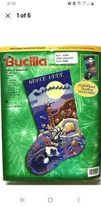 VTG BUCILLA VISIONS OF SUGAR PLUMS CROSS STITCH STOCKING KIT CHRISTMAS - Picture 1 of 9