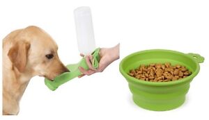 Dog Travel Set Portable Handi Drink Water Bottle & Food Bowl - Choose Color