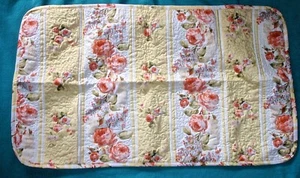 PAIR OF CROSCILL KING SIZE FLORAL WITH YELLOW STRIPES QUILTED PILLOW SHAMS~ NEW! - Picture 1 of 8