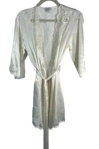 Jones new York robe lace waist tie floral shine sheer knee length polyester READ - Picture 1 of 8