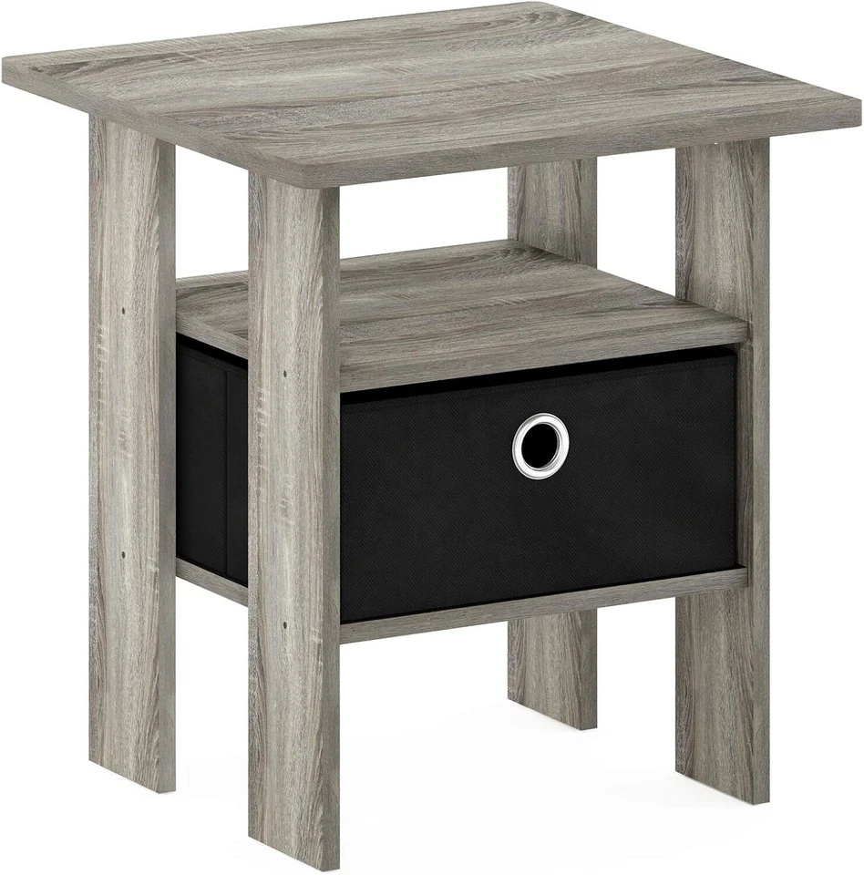 Furinno 11157gyw Bk End Table Bedroom Night Stand W Bin Drawer French Oak