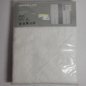 Ikea Renate Ljuv White Floral Curtain 2 Panels Set 57" x 98" Emma Jones New - Picture 1 of 3